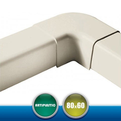0807CP Curva Piana per Canaline Installazione Climatizzatori - 80x60 mm