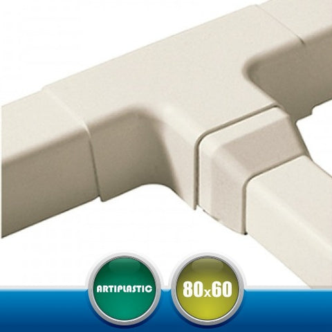 0813DT Derivazione a T per Canaline Installazione Climatizzatori - 80x60 mm
