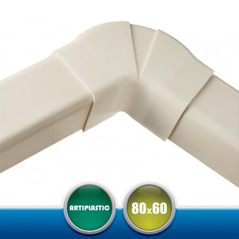 0822PR Curva Piana Regolabile per Canaline Installazione Climatizzatori - 80x60 mm