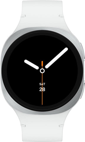 Samsung Galaxy Watch8 - 44 mm - silber - intelligente Uhr mit Sportband - Gummi - wei - Bandgre: M/L - Anzeige 3.7 cm (1.47") (SM-L330NZSADBT)