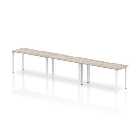 Dynamic Evolve Plus Single Row (Dynamic Evolve Plus 1400mm Single Row 3 Person Desk Grey Oak Top White Frame BE774 DD)