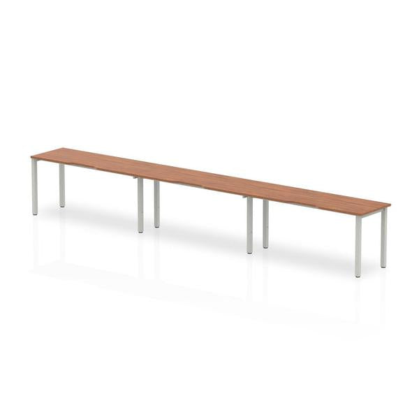 Dynamic Evolve Plus Single Row (Dynamic Evolve Plus 1400mm Single Row 3 Person Desk Walnut Top Silver Frame BE412 DD)