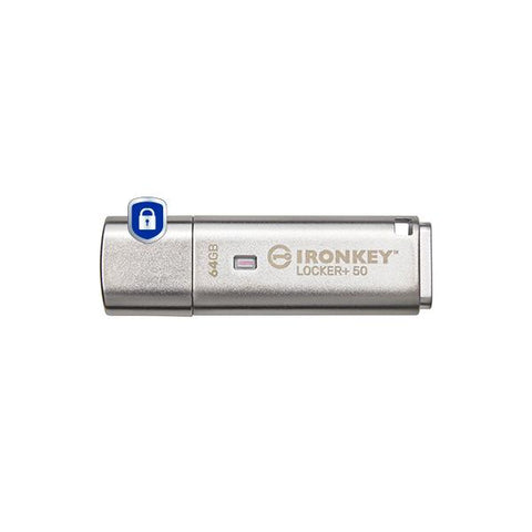 Kingston Technology IronKey Locker+ 50 unità flash USB 64 GB USB tipo A 3.2 Gen 1 (3.1 Gen 1) Argento