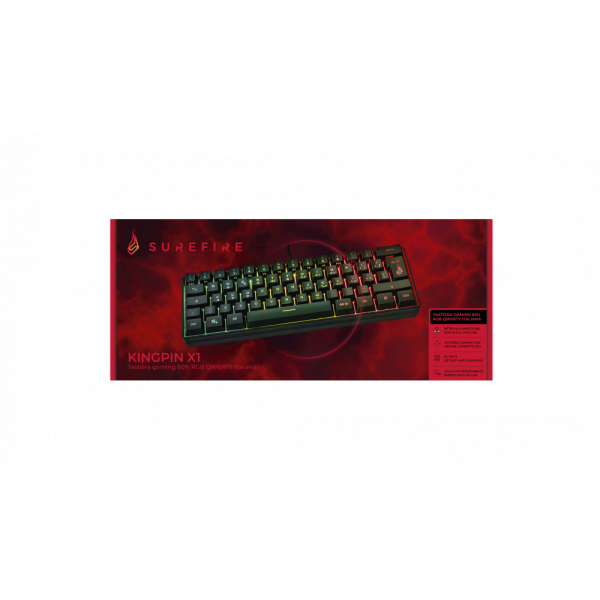 SUREFIRE KINGPIN X1 60 RGB TASTIERA GAMING USB RGB MULTIMEDIALE 25 TASTI ANTI GOSTING LAYOUT ITALIANO