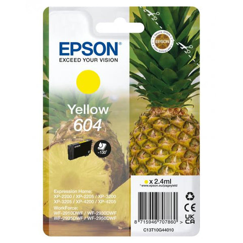 Tinta EPSON 604 C13T10G44010 Amarillo Ananas X XP-2200 XP-3200 XP-4200 WF-2910DWF WF-2930DWF WF-2950DWF