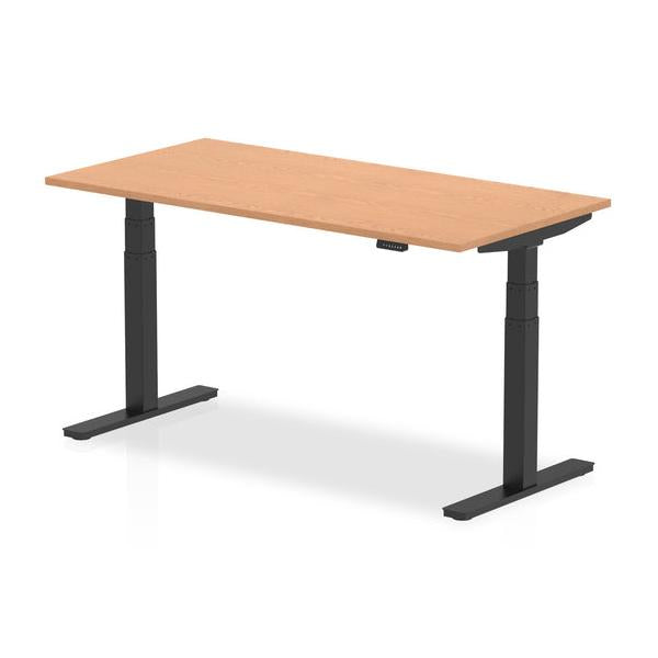 Dynamic Air Nero, Colore quercia (Dynamic Air 1600 x 800mm Height Adjustable Desk Oak Top Black Leg HA01203 DD)