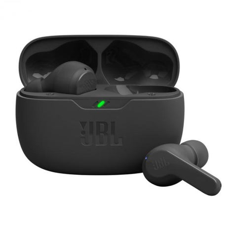 JBL WAVE BEAM AURICOLARI WIRELESS IN-EAR BLUETOOTH WATERPROOF IP54 E ANTIPOLVERE IPX2 DEEP BASS SOUND TECNOLOGIA SMART AMBIENT E VOICE AWARE, FINO A 32 H DI AUTONOMIA NERO