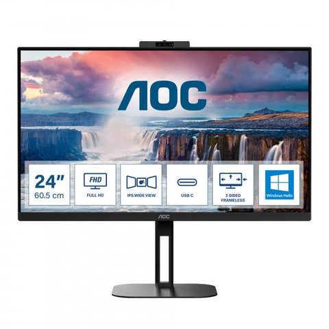 AOC 24V5CW/BK 23.8" LED IPS FULL HD 16:9 75HZ 1MS FREESYNC HUB USB USB-C HDMI DISPLAYPORT ALTOPARLANTI INCORPORATI BLACK