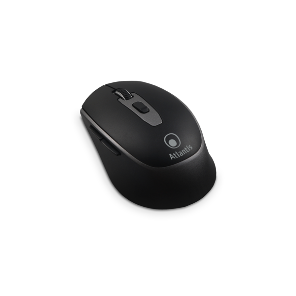 MOUSE ATLANTIS P009-M7030-G WIRELESS USB-C Ottico 4 tasti 800/1200/1600 dpi 2x mini ricevitore nano size USB+USB-C nero