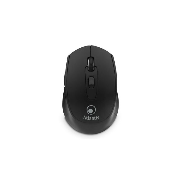 MOUSE ATLANTIS P009-M7030-G WIRELESS USB-C Ottico 4 tasti 800/1200/1600 dpi 2x mini ricevitore nano size USB+USB-C nero