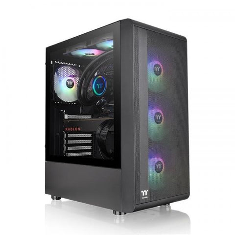 THERMALTAKE S200 TG ARGB CASE MID TOWER MINI-ITX MICRO-ATX ATX FRONTALE MESH PANNELLO LATERALE IN VERTO TEMPERATO 2xUSB.A 3.0 3xVENTOLE 120MM ARGB BLACK