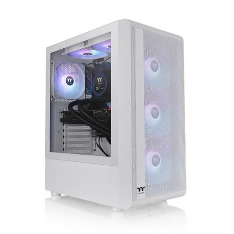 THERMALTAKE S200 TG ARGB CASE MID TOWER MINI-ITX MICRO-ATX ATX FRONTALE MESH PANNELLO LATERALE IN VERTO TEMPERATO 2xUSB.A 3.0 3xVENTOLE 120MM ARGB SNOW/WHITE