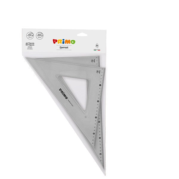 PRIMO SQUADRE DA 45 E 60 350 mm TRASPARENTE CONF 2 Pz.