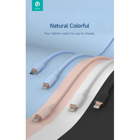 Devia Cavo silicone Jelly da Tipo-C a Lightning 3A 27W 1.2M Rosa