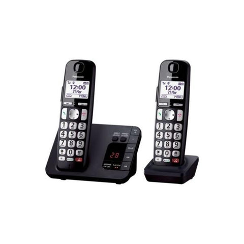 Panasonic KX-TGE822EB telefono Telefono DECT Identificatore di chiamata Nero (PANASONIC KX-TGE822EB TWIN) - Versione UK