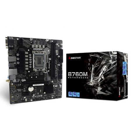 BIOSTAR B760MX2-E SCHEDA MADRE INTEL B760 LGA1700 MICRO ATX 2xDDR5 VGA HDMI DVI PCIE 4xSATA M.2 mATX