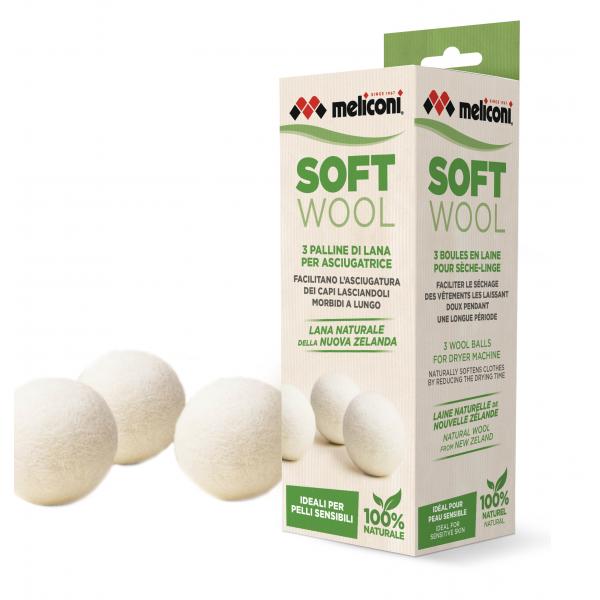MELICONI SOFT WOOL PALLINE DI LANA PER ASCIUGATRICE CONF 3 Pz.