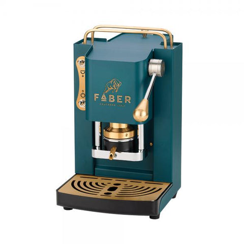 FABER PRO MINI DELUXE MACCHINA DA CAFF CIALDE 44MM 500W 15 BAR 1.3LT +50 CIALDE BRITISH GREEN OTTONE
