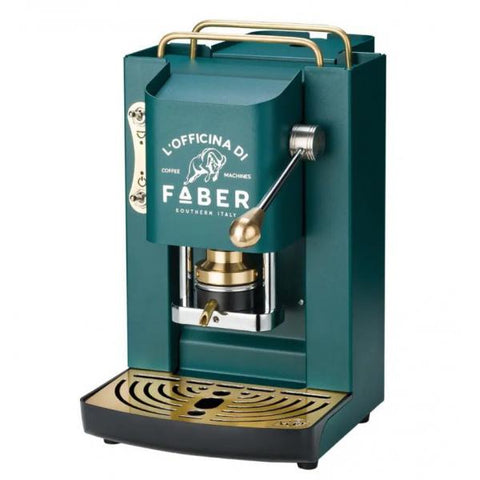FABER PRO DELUXE MACCHINA DA CAFF CIALDE 44MM 500W 15 BAR 1.3LT BRITISH GREEN OTTONE