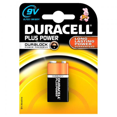 DURACELL PLUS POWER DURALOCK 9V MN1604 6LF22 BATTERIA 9 V BLISTER 1 Pz.