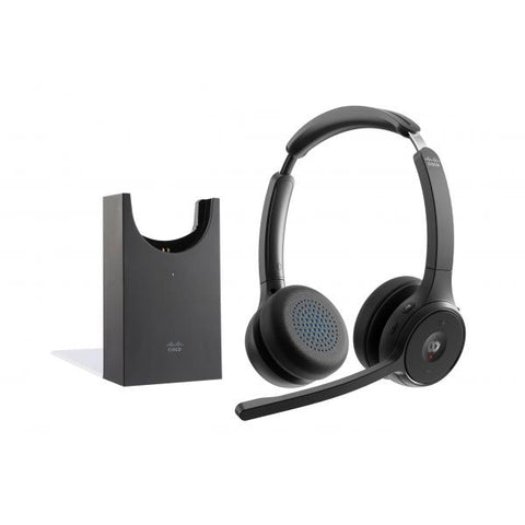 CISCO HEADSET 722 CUFFIE CON MICROFONO OVER EAR BLUETOOTH SENZA FILI CANCELLAZIONE ATTTIVA DEL RUMORE CON SUPPORTO DI RICARICA CISCO WEBEX CERTIFIED NERO CARBONIO
