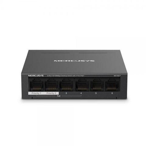 Mercusys Switch Desktop 6 Porte 10/100Mbps con 4 Porte PoE+