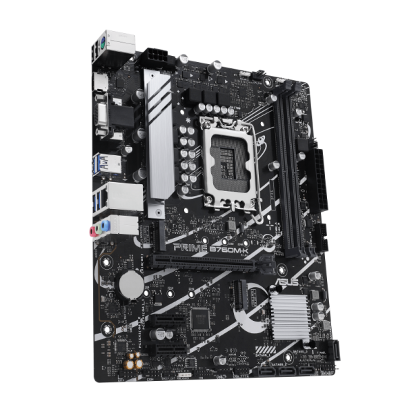 ASUS PRIME B760M-K SCHEDA MADRE INTEL B760 LGA 1700 mATX PCIE 4.0 DUE SLOT PCIE 4.0 M.2 DDR5 REALTEK 2.5GB ETHERNET VGA HDMI SATA 6 GBPS USB 3.2 FRONTALE GEN 1 AURA SYNC