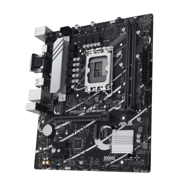 ASUS PRIME B760M-K SCHEDA MADRE INTEL B760 LGA 1700 mATX PCIE 4.0 DUE SLOT PCIE 4.0 M.2 DDR5 REALTEK 2.5GB ETHERNET VGA HDMI SATA 6 GBPS USB 3.2 FRONTALE GEN 1 AURA SYNC