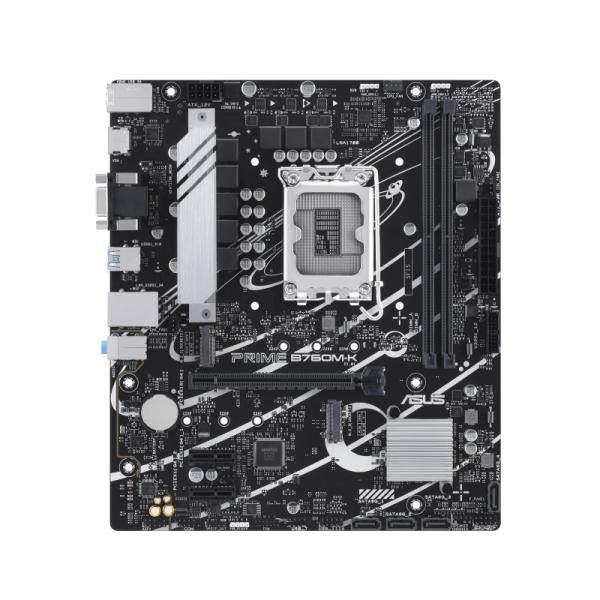 ASUS PRIME B760M-K SCHEDA MADRE INTEL B760 LGA 1700 mATX PCIE 4.0 DUE SLOT PCIE 4.0 M.2 DDR5 REALTEK 2.5GB ETHERNET VGA HDMI SATA 6 GBPS USB 3.2 FRONTALE GEN 1 AURA SYNC