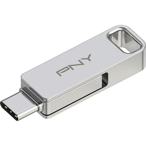 PNY 256GB DUO LINK USB 3.2 TYPE-C DUAL CHIAVETTA USB PER DISPOSITIVI ANDROID E COMPUTER ARCHIVIAZIONE MOBILE ESTERNA PER FOTO VIDEO E ALTRO 200MB/S SILVER