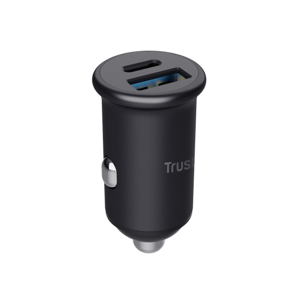 TRUST MAXO CARICABATTERIA PER AUTO USB PER RICARICA RAPIDA 38W PD 1 x USB-A QC3 18 W 1 x USB-C PD 20 W IN ALLUMINIONERO