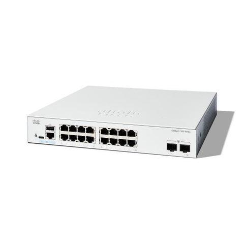 CISCO CATALYST 1300-16T-2G SWITCH GESTITO L3 - 16 x 10/100/1000Base-T + 2 x Gigabit Ethernet SFP MONTABILE SU RACK BIANCO