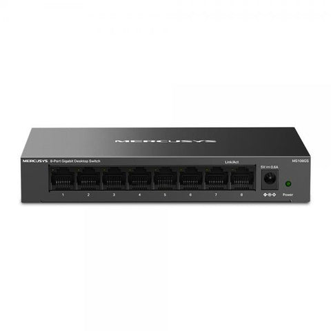 MERCUSYS MS108GS SWITCH NON GESTITO 8 PORTE GIGABIT ETHERNET (10/100/1000) IN METALLO DESKTOP NERO