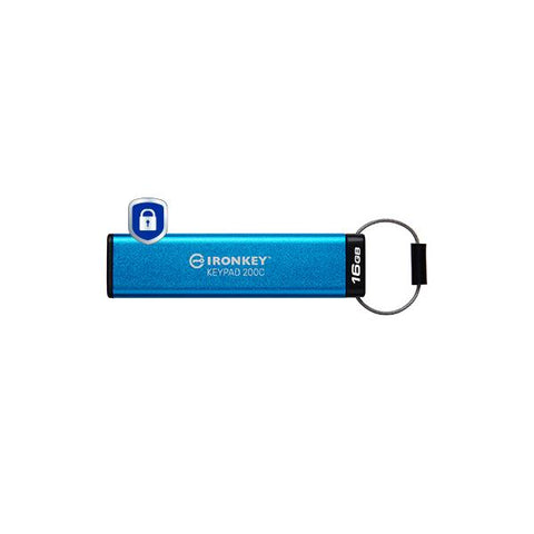 Kingston Technology IronKey Keypad 200 unità flash USB 16 GB USB tipo-C 3.2 Gen 1 (3.1 Gen 1) Blu