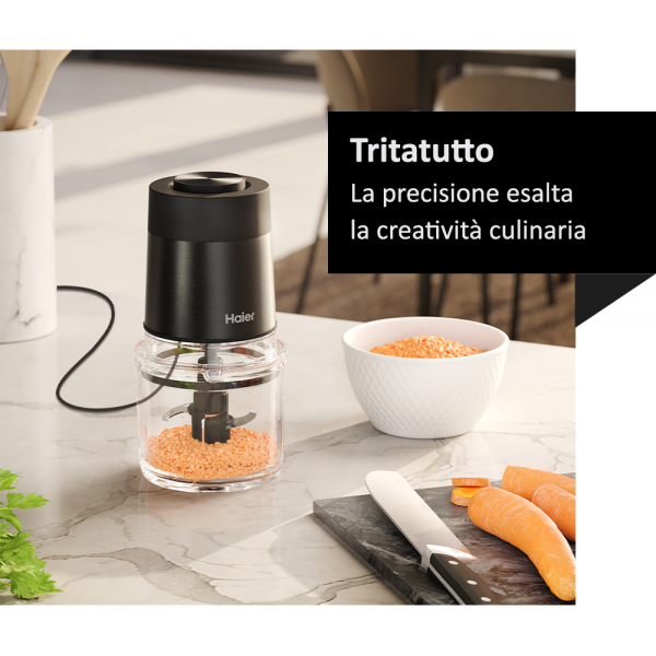 HAIER HCH5B1 TRITATUTTO ELETTRICO SERIES 5 500W 2 VELOCITA' CIOTOLA IN VETRO DA 0.5 LT NERO
