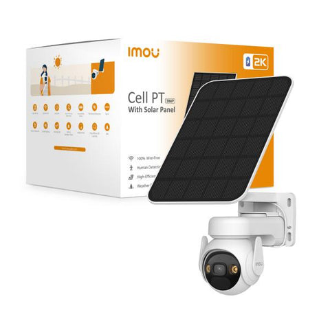 IMOU CELL PT SOLAR KIT - TELECAMERA DA ESTERNO A BATTERIA CON RISOLUZIONE 2K (3MP), RILEVAMENTO MOVIMENTO/UMANO, VISIONE NOTTURNA A COLORI, AUDIO BIDIREZIONALE, IP66