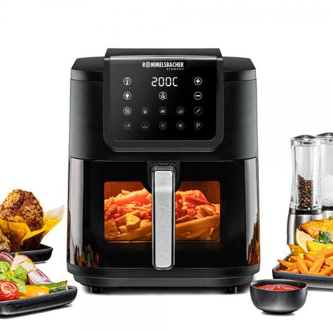 Rommelsbacher FRH 1700 friggitrice Singolo 8 L Indipendente 1700 W Friggitrice ad aria calda Nero, Acciaio inossidabile
