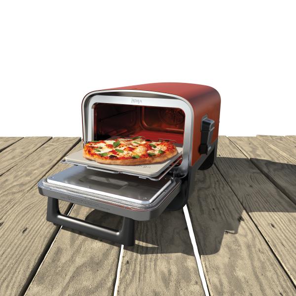 Ninja OO101EU barbecue per l'aperto e bistecchiera Grill Elettrico + Carbone Nero, Rosso, Argento 2400 W