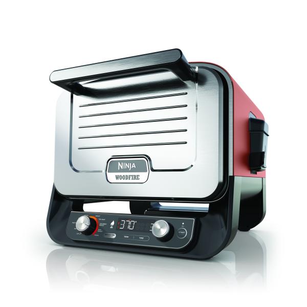 Ninja OO101EU barbecue per l'aperto e bistecchiera Grill Elettrico + Carbone Nero, Rosso, Argento 2400 W