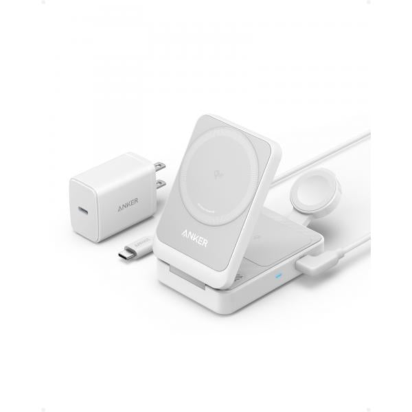 Anker B2557321 Caricabatterie per dispositivi mobili Cuffie, Auricolare, Smartphone, Orologio intelligente Bianco AC Carica wireless Ricarica rapida Interno (Anker MagGo Magnetic WL Charger 15W Wh)