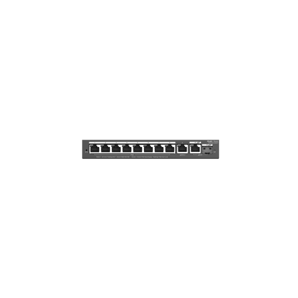 10-Port Gigabit Smart POE Switch 8 PoE/POE+ Gigabit RJ45 Ports with 1 Gigabit RJ45/1 combo SFP uplink ports 120W PoE power budget Desktop Steel Case