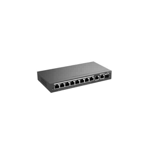 10-Port Gigabit Smart POE Switch 8 PoE/POE+ Gigabit RJ45 Ports with 1 Gigabit RJ45/1 combo SFP uplink ports 120W PoE power budget Desktop Steel Case