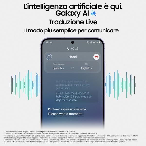 SAMSUNG S921 GALAXY S24 5G 6.2" FHD+ OCTA CORE 256GB RAM 8GB 5G Ai INTELLIGENZA ARTIFICIALE ITALIA ONYX BLACK