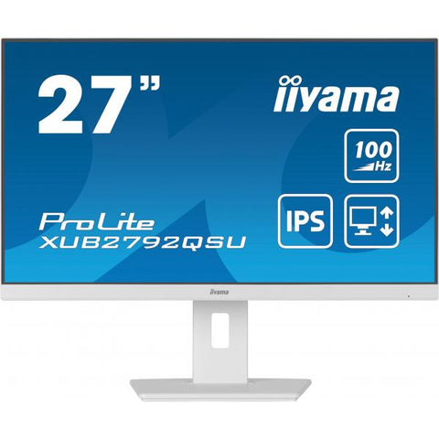 IIYAMA PROLITE XUB2792QSU-W6 27" LED IPS QUAD HD 2560 x 1440 250 CD/mq 1300:1 0.4ms 100Hz ALTOPARLANTI HDMI DISPLAYPORT BIANCO