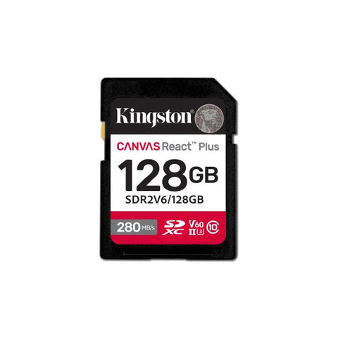 Kingston Technology 128GB Canvas React Plus SDXC UHS-II 280R/100W U3 V60 for Full HD/4K
