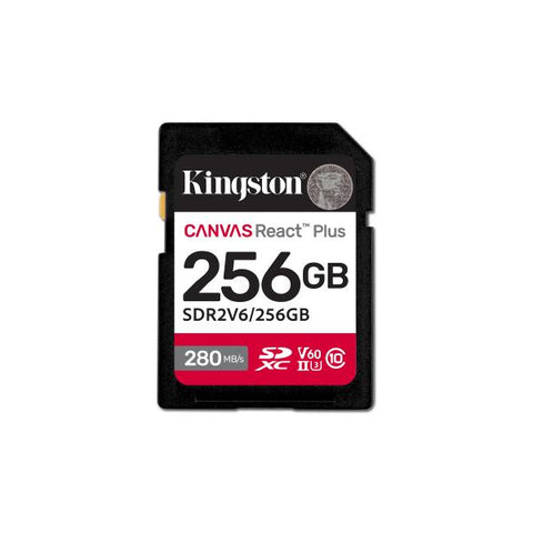 Kingston Technology 256GB Canvas React Plus SDXC UHS-II 280R/150W U3 V60 for Full HD/4K