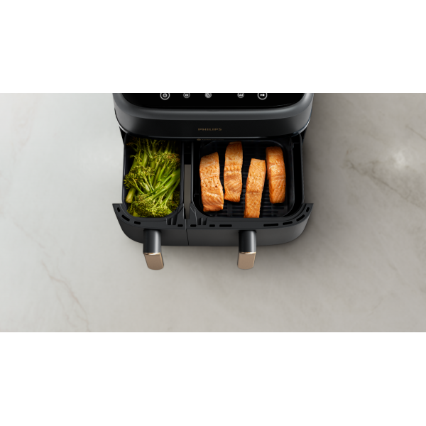 PHILIPS NA352/00 FRIGGITRICE AD ARIA DUAL BASKET 2750W 9 LT 1,5 KG DOPPIO CESTELLO TECNOLOGIA RAPID AIR PLUS 8 PROGRAMMI ANTRACITE