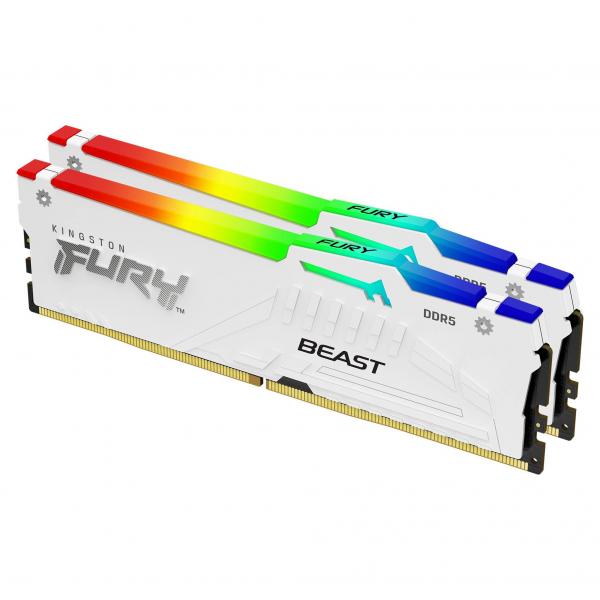 KINGSTON FURY BEAST WHITE RGB EXPO 64GB KIT 2 x 32GB DDR5 6000MHz Data Integrity Check CL30 DIMM BIANCO