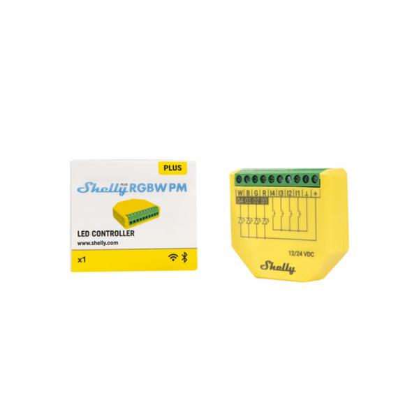 Shelly Plus RGBW PM - Controller Strisce LED 12-24DC RGBW + PM