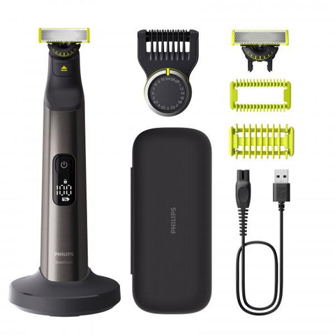 PHILIPS QP6652/61 ONEBLADE PRO 360 FACE + BODY REGOLABARBA RICARICABILE WET E DRY DOPPIA DIREZIONE DI TAGLIO PETTINE PER IL CORPO CROMO